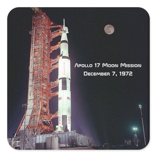 Apollo 17 Moon Mission Square Sticker