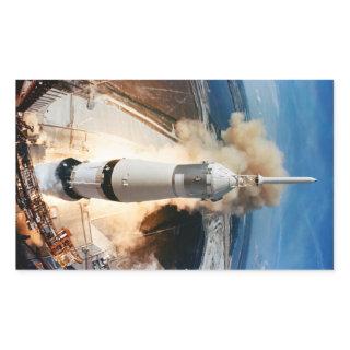 Apollo Saturn V Rocket launch to Moon 1969 Rectangular Sticker