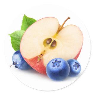 Apple and blueberries classic round sticker