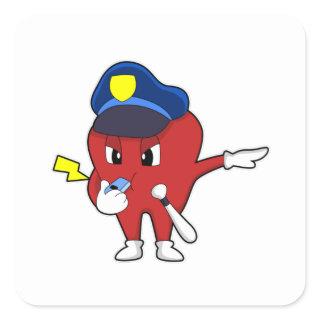 Apple as Police officer with Whistle & Baton Square Sticker