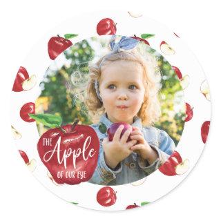 Apple of Our Eye, Birthday Party Girl, Boy Classic Round Sticker