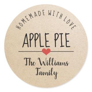 Apple pie kraft paper homemade with love  classic  classic round sticker