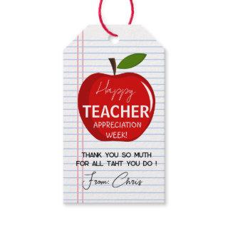 Apple Teacher Appreciation Week Tag,Printable End  Gift Tags