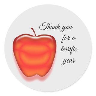 Apple Thank You Great Year Teacher Appreciation Classic Round Sticker