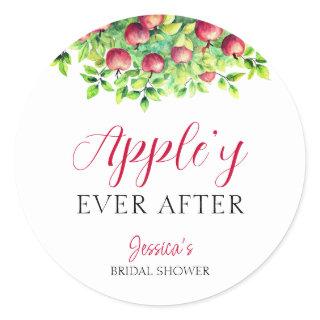 Appley Ever After Apple Fall Bridal Shower  Classic Round Sticker