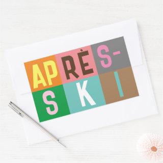 Après-ski Retro Skier Color Block Rectangular Sticker