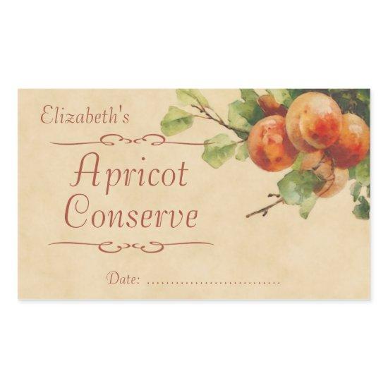 Apricot jam or canning rectangular sticker