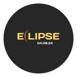 April 8 2024 Total Solar Eclipse Path Of Totality  Classic Round Sticker