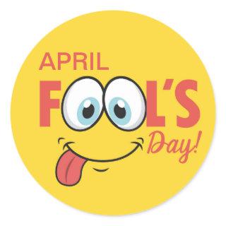 April Fool's Day Happy Funny Face | Holidays Classic Round Sticker