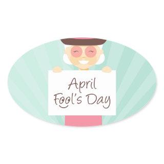 april fools day oval sticker