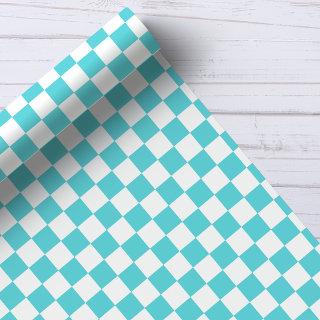 Aqua and White Checkerboard Pattern