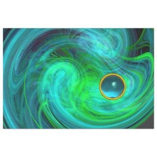 AQUA BLUE GREEN LIGHT VORTEX Fractal Swirl Gem Tissue Paper
