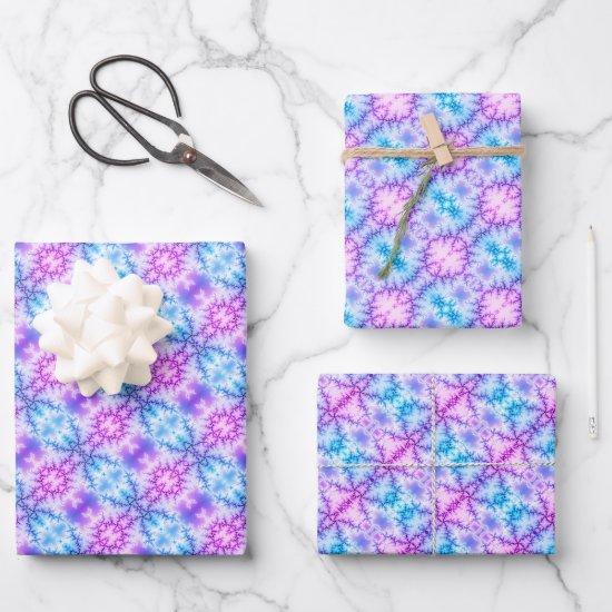 Aqua blue, purple snowflakes geometric pattern  sheets