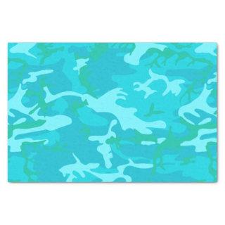 Aqua Blue Teal And Green Camouflage Pattern Tissue Paper