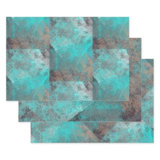Aqua Blue Turquoise N Gray Distressed Abstract  Sheets