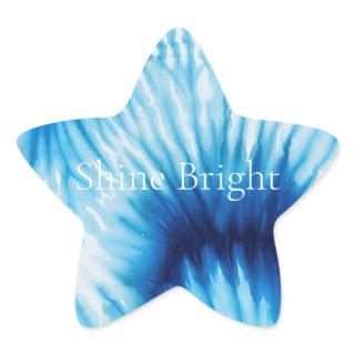Aqua Blue White Tie Dye  Star Sticker