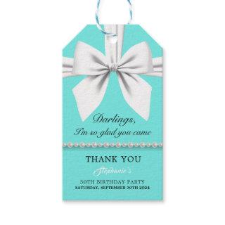 Aqua Elegant Fancy Tiffany Birthday Thank You Gift Tags