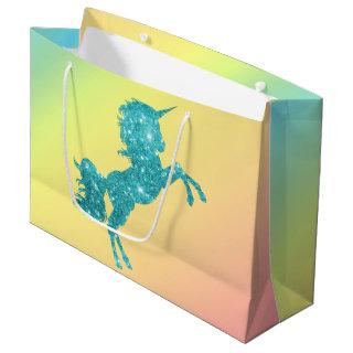 Aqua Glitter Unicorn Large Gift Bag