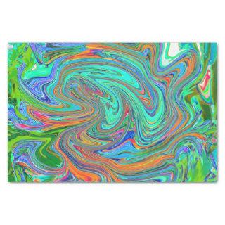 Aqua, Orange and Green Groovy Abstract Retro Art Tissue Paper