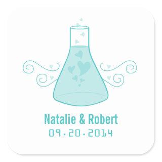 Aqua Sweet Chemistry Wedding Stickers