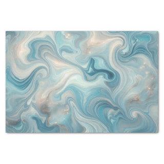 Aqua Teal Turquoise Blue White Silver Marble Tissue Paper