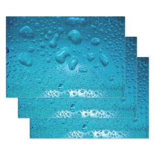 Aqua Waterdrops on Glass Macro Photo Wrapping Pape  Sheets
