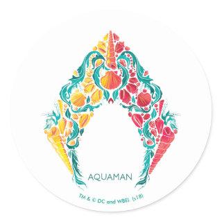 Aquaman | Aquaman & Mera Themed Seashell Logo Classic Round Sticker