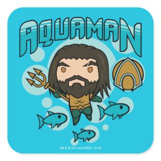 Aquaman | Chibi Aquaman Undersea Graphic Square Sticker