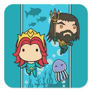 Aquaman | Chibi Mera & Aquaman Undersea Graphic Square Sticker