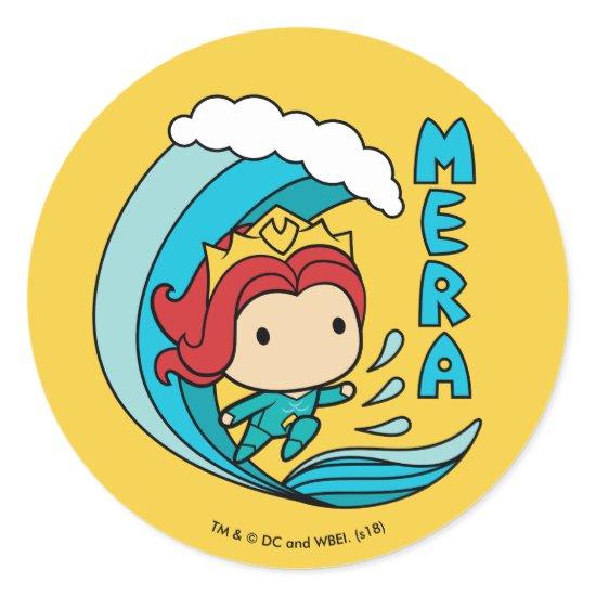 Aquaman | Chibi Mera Riding Wave Graphic Classic Round Sticker