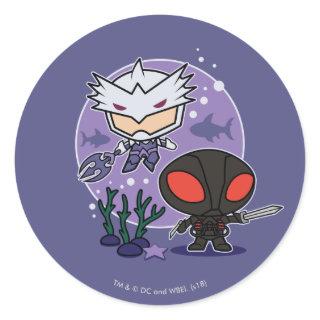 Aquaman | Chibi Orm & Black Manta Undersea Graphic Classic Round Sticker