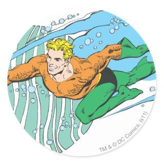 Aquaman Leaps Left Classic Round Sticker