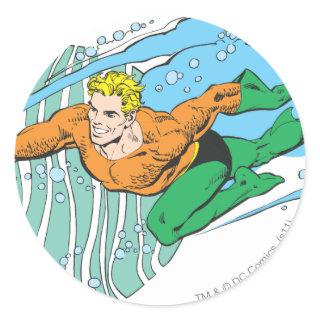 Aquaman Leaps Left Classic Round Sticker