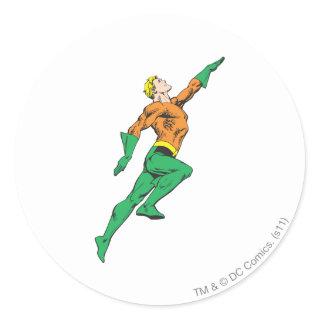 Aquaman Leaps Up Classic Round Sticker