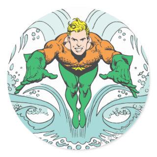 Aquaman Lunging Forward Classic Round Sticker