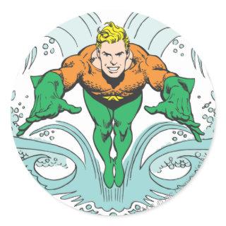 Aquaman Lunging Forward Classic Round Sticker