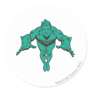 Aquaman Lunging Forward - Teal Classic Round Sticker