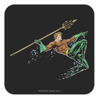 Aquaman Lunging with Spear Square Sticker