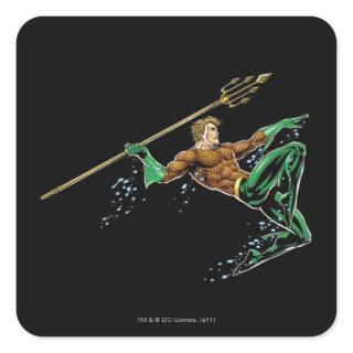 Aquaman Lunging with Spear Square Sticker