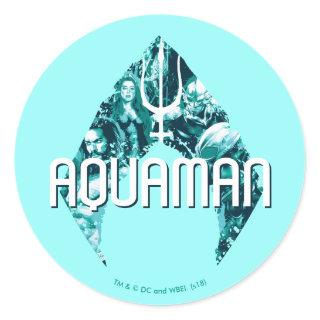 Aquaman | Orin, Mera, Orm & Black Manta In Symbol Classic Round Sticker