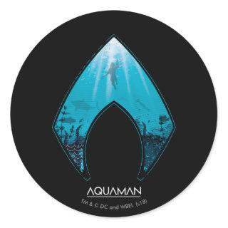 Aquaman | See Through Aquaman Logo Ocean Graphic Classic Round Sticker