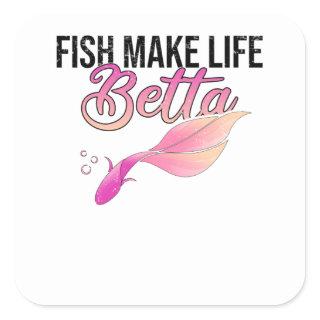 Aquarium Ornamental Fish Aquarist Logo Betta Square Sticker