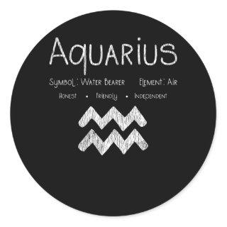 Aquarius Horoscope Astrology Star Sign Birthday Classic Round Sticker