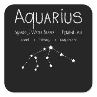Aquarius Horoscope Astrology Star Sign Birthday Square Sticker