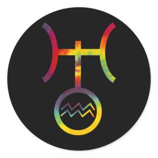 Aquarius Uranus Planetary Symbol Tie Dye Party Classic Round Sticker