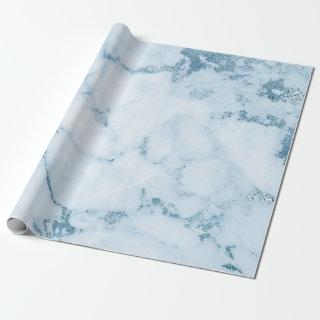 Aquatic Blue White Gray Marble Shiny Glam