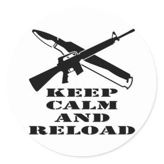AR-15 M-16 Keep Calm And Reload Classic Round Sticker