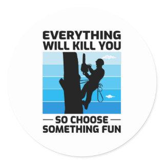 Arborist Tree Surgeon Climber Climbing Trimmer  Classic Round Sticker