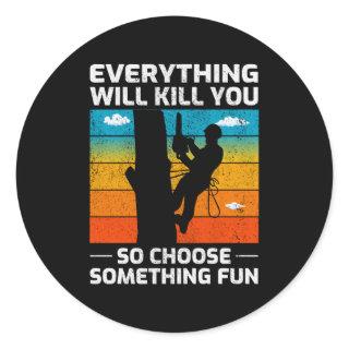 Arborist Tree Surgeon Climber Climbing Trimmer  Classic Round Sticker