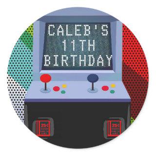 Arcade Video Game Birthday Party Favor Classic Round Sticker